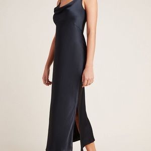NWT Anthropologie Black Elyse Bias Slip Dress Sz M
